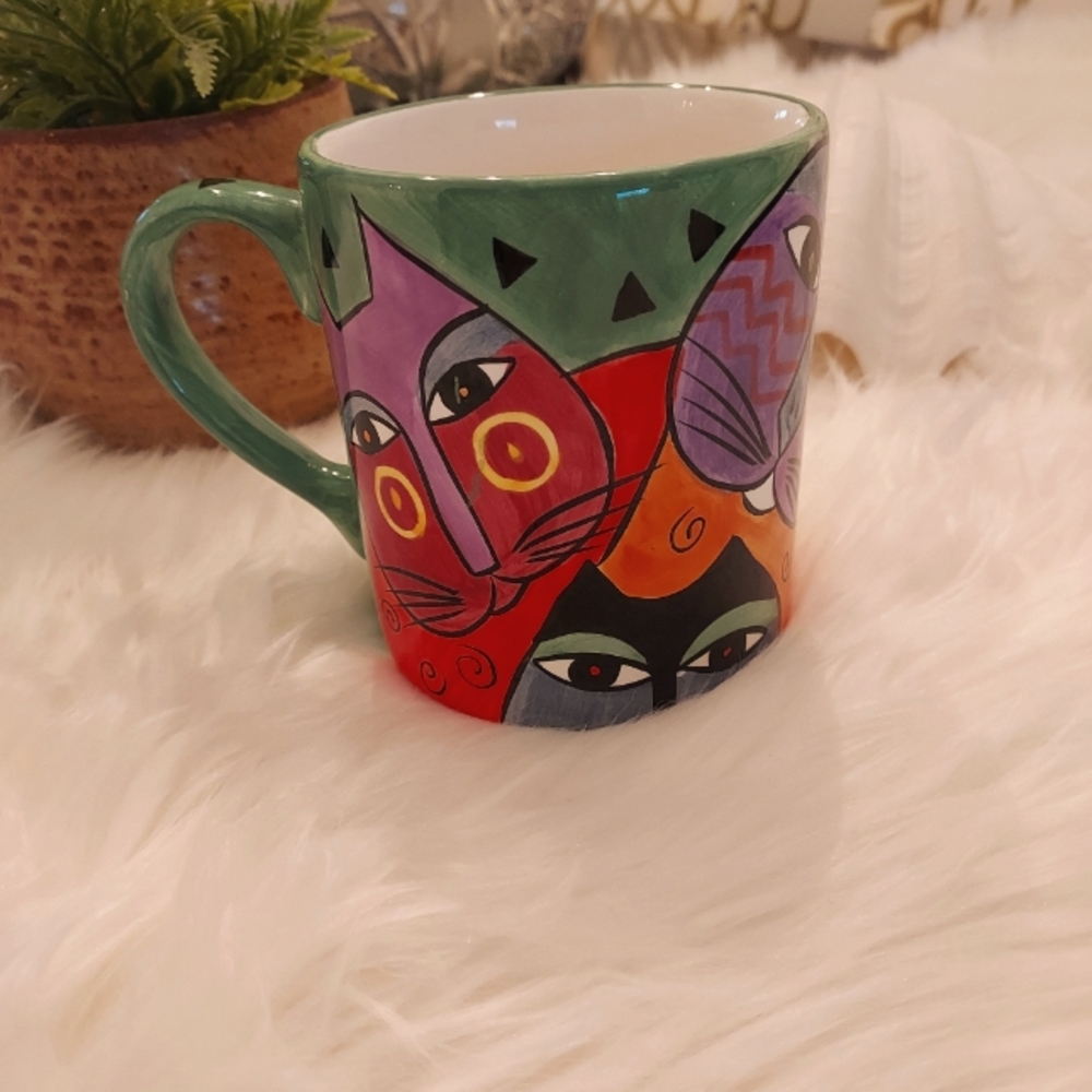 Ceramic Folk Art Coffee Cup by Laurel Burch: 18 oz